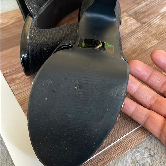 Sparkly Black Platform Sandals with Stiletto Heel - Picture 4 of 9